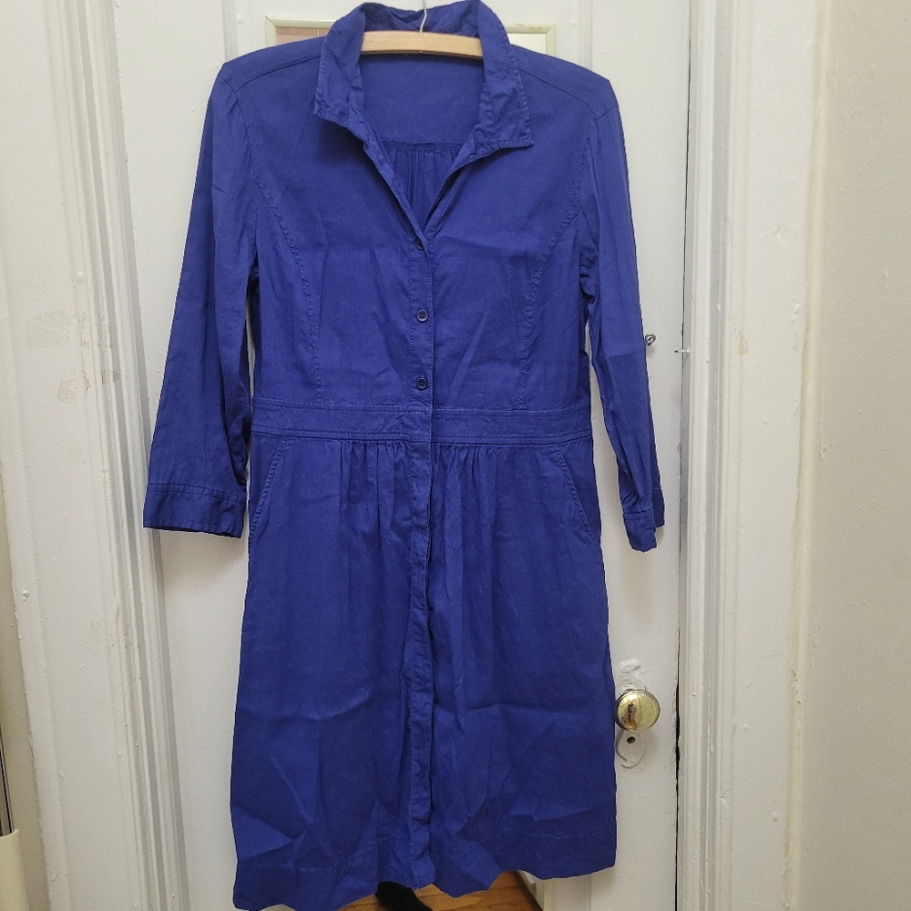 Eileen‎ Fisher linen-blend shirt dress.EUC. Cottagecore Coastal Summer - Picture 3 of 11